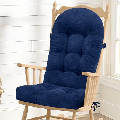 Rocking Chair Cushion, High Back, 44 x 19 x 4 Inch, Cobalt Blue - color: Cobalt Blue