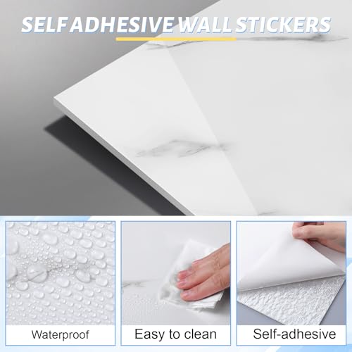Nuanchu 36 Pcs Peel and Stick Wall Panels, 12x12 Inch, White Marble - color: White Marble