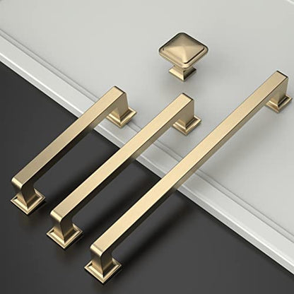 Amerdeco 10 Pack Brushed Brass Cabinet Pulls 3-3/4 Inch(96MM) Hole Centers Kitchen Cabinet Handles Cabinets Hardware Kitchen Handles for Cabinets Cupboard Handles Drawer Pulls ZH0019 - color: Brushed Brass, size: 3.75" Hole Center