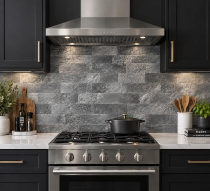2026 New Upgrade Peel and Stick Backsplash Tile, Peel and Stick 11.34" X 11.57" Wall Tile for Kitchen, Bathroom, Fireplace, Laundry (Dark Rock, 10 Packs) - color: Dark Rock