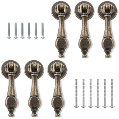 Waziaqoc 6PCS Antique Tear Drop Pulls - size: Bronze, Single Hole Pendant Pull