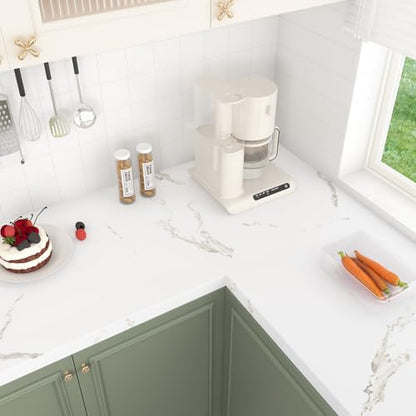 White Marble Contact Paper Matte Marble Wallpaper Peel and Stick Countertops for Bathroom Kitchen Vinyl Countertop Wrap 24"x160" Removable Self Adhesive White Contact Paper for Desk Table - size: 24" x 160"
