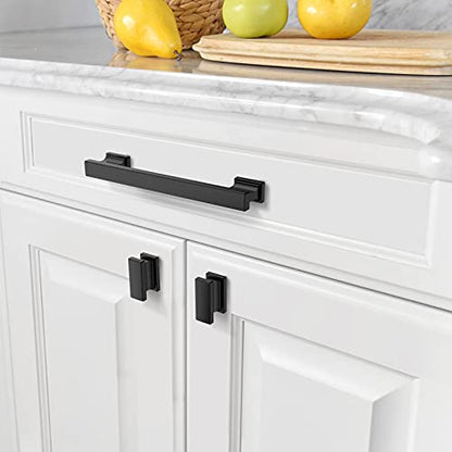 Amerdeco 10 Pack Matte Black Cabinet Pulls 5" - color: Matte Black, size: 5" hole center