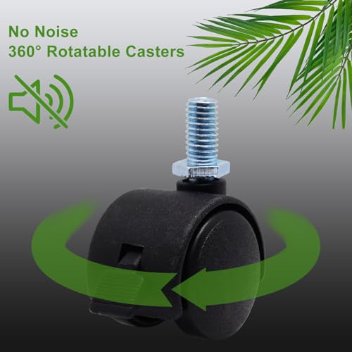 1 Inch Swivel Caster Wheels with Brake, M8 Threaded Swivel Casters Set of 4, Black Nylon Replacement Casters Wheels for Furniture Table Cabinet Office Chair - style: 1 Inch with Brake-Threaded Stem