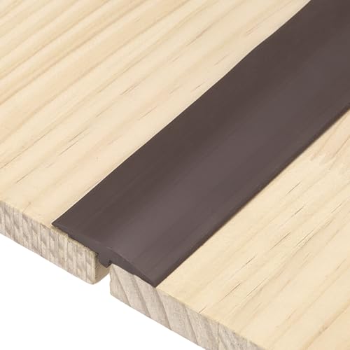 uxcell T-Molding Transition Strips, 16.4 ft x 1.57" (L x W) PVC Floor Flat Divider Strip Self Adhesive Vinyl Flooring Edging Trim for Joining Floor Gaps Doorways, Brown - color: Brown, size: 16.4 ft x 1.57"