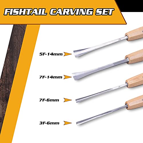 Schaaf Wood Carving Tools 4-pc Wood Chisel Set, Fishtail Gouges, Cr-V 60 - color: 4 Piece Fishtail Set