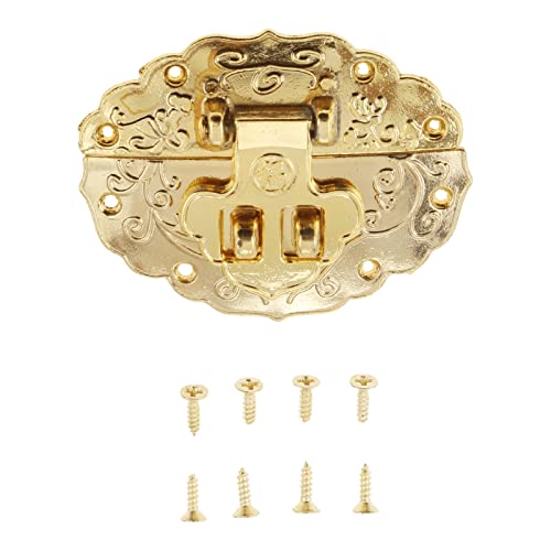 dophee Vintage Oval Box Latch Clasp Padlock Hasp, 2.17"x1.69", Gold - color: Gold