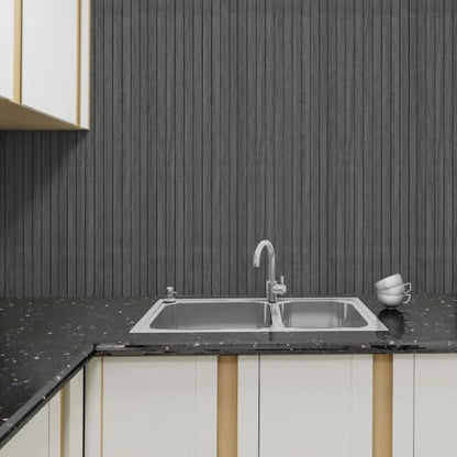 Peel and Stick Slat Wall Panel 15.75" X 118" PVC Self-Adhesive for Walls - color: Dark Gray 15.7 x 118in