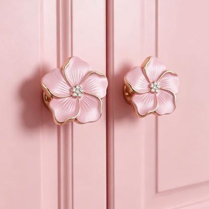 Geesatis Petal Flower Knobs,Pink Flower Knobs,Five Petal Drawer Pull,4 pcs - style: B-Pink