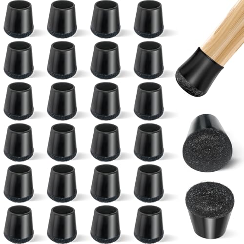 yomanta 24 PCS Silicone & Felt Chair Leg Floor Protectors - Scratch Proof & Noise Reducing Furniture Caps for Hardwood Floors - Round S Fits 12/16" to 15/16" (19–24mm), Black - color: Black, size: Round S (Fit 19–24mm)