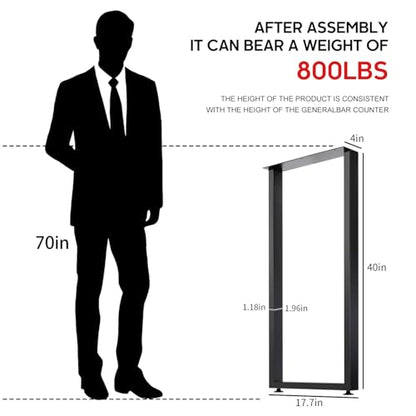 Metal Table Legs,H40*W18 Bar Height Table Legs,Black Set of 2. - size: W17.72"*H40"