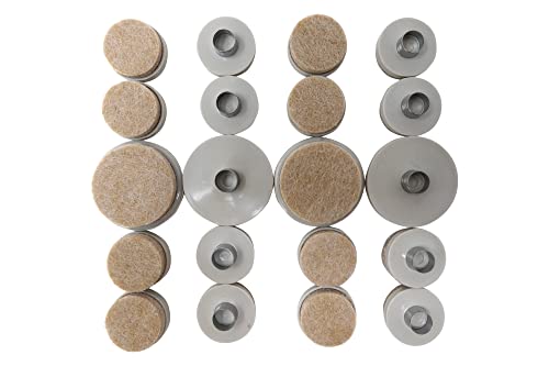 Shepherd Hardware 9936 Nail On Furniture Glides with Felt Pads, 1-Inch and 1-1/2-Inch, 20-Count, Almond
