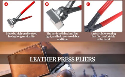 Flat Pliers Leather Making Tools Heavy Duty Horse Saddle Stitching Tool - style: pliers+clamp