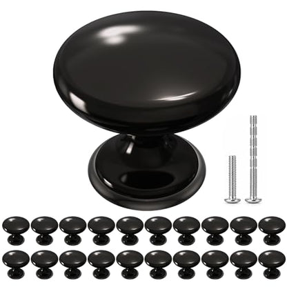 POZEAN Cabinet Knobs Brushed Nickel 20 Pack Cabinet Handles Drawer Knobs Solid Knobs Black with Screws for Dresser Drawer Cabinet Cupboard - Modern Kitchen, Bedroom and Bathroom Hardware,Black - color: Black, size: 20 Pack