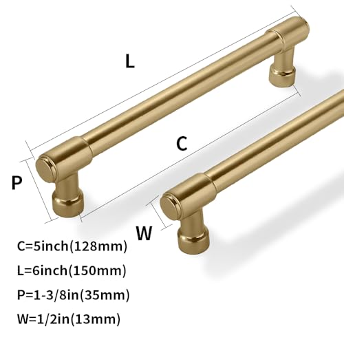 Solid Heavy Duty Jasper Pulls 5 Pack Champagne Bronze Cabinet Pulls 5 Inch Hole Centers for Kitchen Cupboard Handles Modern Drawer Pulls Bathroom Champagne Brass Cabinet Pulls - color: Champagne Bronze, size: 5 inch(128mm) Hole Center
