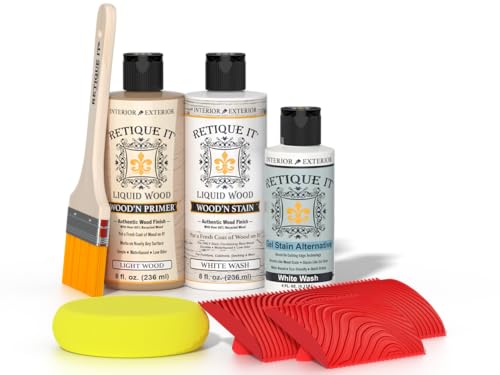 Wood'n Stain, Wood Finished Kit - Go Beyond Faux Wood to Real Wood with Gel Stain containing Real Wood in it (1. Mantel, 75 White Wash) - color: 75 White Wash, style: 1. Mantel