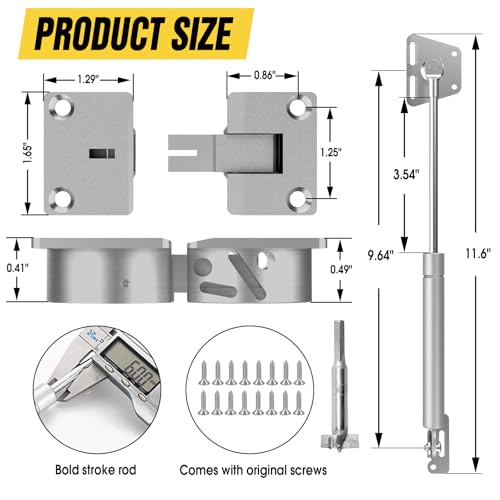 Drop Down Gas Struts 100N, Soft Close Cabinet Hinge, Silver 2 Pack - color: Silver