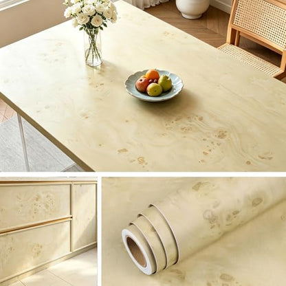 Livelynine Light Burl Wood Grain Contact Paper Peel and Stick Light Wood Contact Paper for Countertops Cabinet Wallpaper Self Adhesive Kitchen Countertop Vinyl Wrap Heat Resistant Waterproof 15.8x78.8 - size: 15.8" x 78.8"