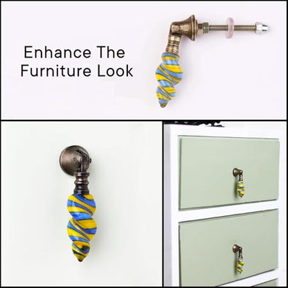 Indian Shelf 6 Piece Tear Drop Dresser Knobs for Drawer Cabinet - color: Colourful Twist, size: 6 Knobs