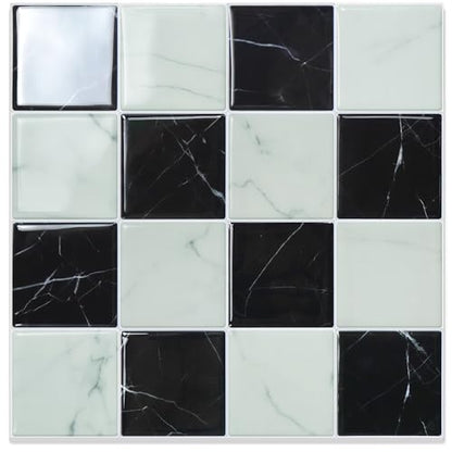 STICKGOO 10 Sheets Peel and Stick Backsplash - 9" x 9" 3D Adhesive Peel and Stick Tile Backsplash for Kitchen&Bathroom - color: White,Black