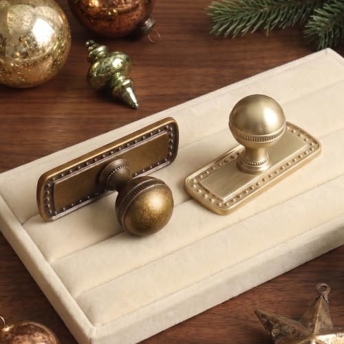 Goo-Ki Cabinet Knobs with Backplate, Champagne Bronze, 6 Pack - color: Champagne Bronze, style: Jeweled Crest Style