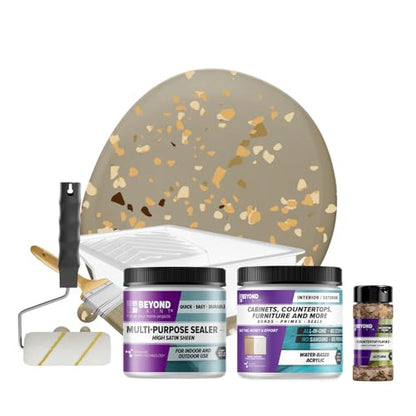 Beyond Paint Countertop Makeover Kit with Paint, Sealer, Flecks and Tools for Countertops, Pebble - color: Pebble
