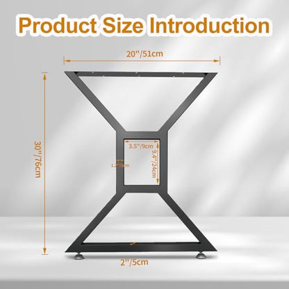 Yahpetes Table Legs 2Pcs Heavy Duty Desk Legs 30" X 20" Furniture Legs Black DIY Industrial Bench Legs Coffee Table Legs for Living Room and Kitchen (H30 X W20) - size: H30" X W20"