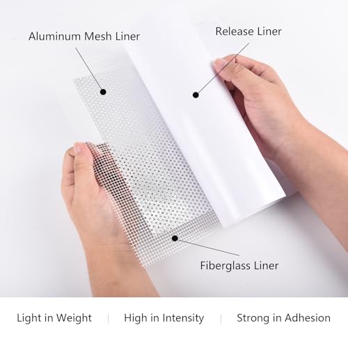 Drywall Repair Kit, 4Inch Drywall Patch Kit Self Adhesive Aluminum Plasterboard Wall Patches Quick Fix Plaster Wall with Scraper for Plaster Roof Drywall Crack Repair (9Pcs Kit)