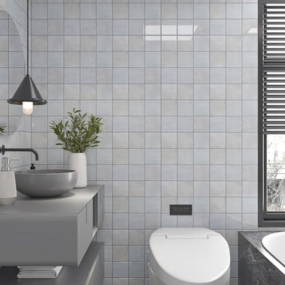 CHIHUT 12''x12'' Grey Marble Peel and Stick Tile Backsplash 16 Sheets Self Adhesive Waterproof Stick on Wall Tile for Kitchen Island Fireplace Thick Glossy Subway Tile Removable Vinyl Back Splash - color: Gray, size: 16 Tiles