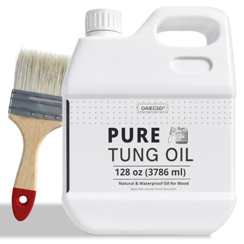 128oz 100% Pure Tung Oil with Brush, Food Safe Waterproof Low Odor - size: 128 Fl Oz