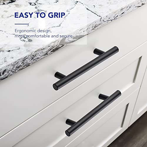 Matte Black Cabinet Handles Drawer Pulls 3.75 Inch CC 10 Pack - color: Matte Black T-Shaped, size: 3-3/4" Hole Center