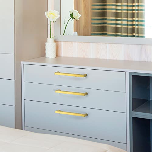 Ravinte Brushed Brass Kitchen Square Cabinet Handles 7-1/2 Inch 5 Pack - color: Brushed Brass