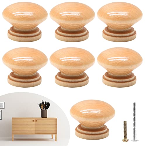 Waziaqoc 15PCS Round Wood Drawer Knobs, 1-3/8 inch, Wood Grain - color: Wood Grain