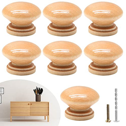Waziaqoc 15PCS Round Wood Drawer Knobs, 1-3/8 inch, Wood Grain - color: Wood Grain
