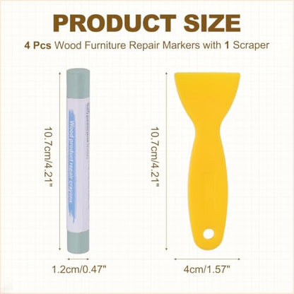 PATIKIL 4Pcs Wood Furniture Repair Markers with Scraper, Dark Blue - color: Dark Blue