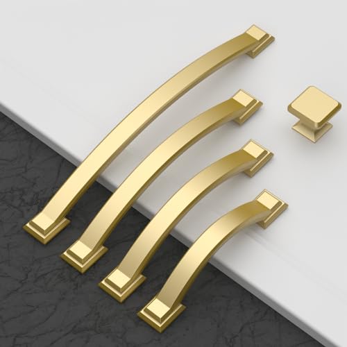 Amerdeco 10 Pack Brushed Gold Cabinet Pulls 3" - color: Brushed Gold, size: 3" hole center