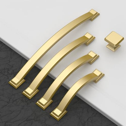 Amerdeco 10 Pack Brushed Gold Cabinet Pulls 5" - color: Brushed Gold, size: 5" hole center