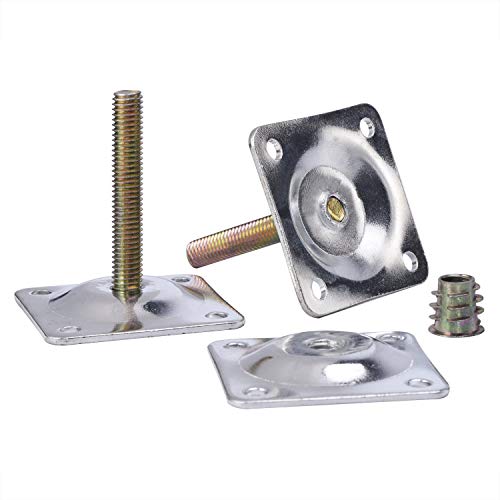 Maricome 4PCS Leg Mounting Plates with Screws for Sofa Couches Tables Furniture Legs Brackets Hardware Attachment Plates Brackets M8 T-Plates