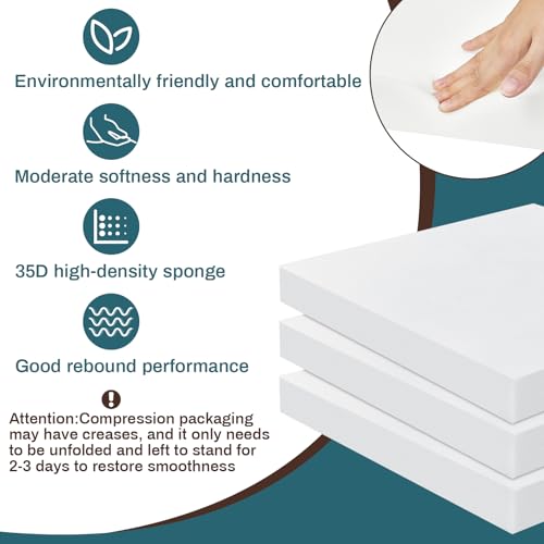 Frienda 3 Pack 3" x 20" x 20" Upholstery High Density Foam Cushion - size: 3 x 20 x 20 Inch