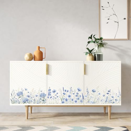 Rub On Transfers for Crafts, 3pcs Blue Wildflower Transfers Spring UV DTF Stickers Waterproof Decals Furniture for Cup Wood Scrapbook DIY Planner Home Door - color: Blue Wild Flower