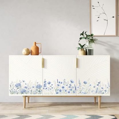 Rub On Transfers for Crafts, 3pcs Blue Wildflower Transfers Spring UV DTF Stickers Waterproof Decals Furniture for Cup Wood Scrapbook DIY Planner Home Door - color: Blue Wild Flower