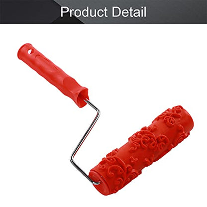 Utoolmart 7" Home Wall Rubber Paint Roller 175mm Wooden Grain Painting Roller with Plastic Handle 1Pcs - size: EG171T