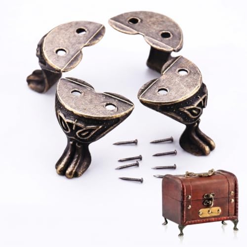 Antique Brass Box Feet 4 Pcs Zinc Alloy Legs for Jewelry Boxes