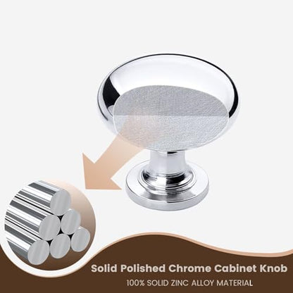 12 Pack Polished Chrome Cabinet Knobs,1-3/16 Inch(29.5mm) Solid Drawer Knobs, Kitchen Cabinet Pulls,Round Dresser Knobs, Modern Drawer Pulls for Dresser Drawers - color: Polished Chrome