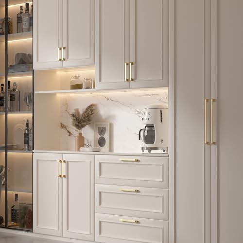 Brushed Gold Cabinet Pulls 4 Inch Gold Cabinet Handles 10 Pack - color: Brushed Gold, size: 4 Inch (102 mm) Hole Centers