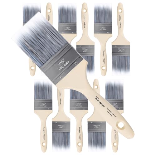 Wesquer 2.5 Inch Flat Paint Brushes 12 Pack Bulk Professional Coverage - size: 2.5 inch (12 pack)