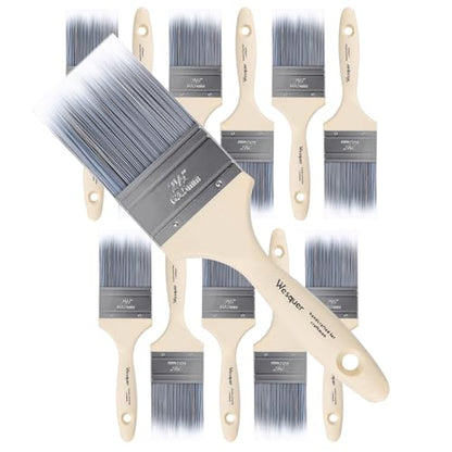 Wesquer 2.5 Inch Flat Paint Brushes 12 Pack Bulk Professional Coverage - size: 2.5 inch (12 pack)