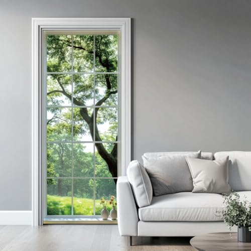 arricraft 2 Sheets Self-Adhesive Door Sticker, 80cmx200cm/31.5x78.7inch Windowsills Theme Door Murals Stickers PVC Removable Wallpaper Decoration for Home Bedrooms Living Room - style: Windowsills