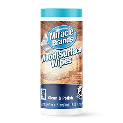 MiracleWipes for Wood Surfaces, Remove Dirt and Grime Buildup, Clean, Protect, and Polish Cabinets, Furniture, and Wood Floors, Great for Kitchen and Bathroom Cleaning Support - 30 Count - size: 30 Count (Pack of 1)