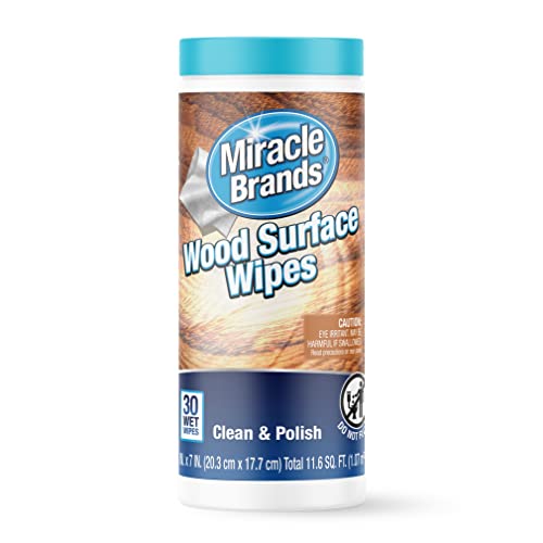 MiracleWipes for Wood Surfaces, Remove Dirt and Grime Buildup, Clean, Protect, and Polish Cabinets, Furniture, and Wood Floors, Great for Kitchen and Bathroom Cleaning Support - 30 Count - size: 30 Count (Pack of 1)